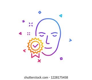 Face verified line icon. Access granted sign. Facial identification success symbol. Gradient line button. Face verified icon design. Colorful geometric shapes. Vector