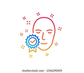 Face verified line icon. Access granted sign. Facial identification success symbol. Gradient design elements. Linear face verified icon. Random shapes. Vector