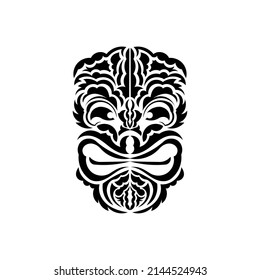 The face of a viking or orc. Traditional totem symbol. Hawaiian style. Vector over white background.