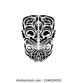 The face of a viking or orc. Traditional totem symbol. Maori style. Vector over white background.
