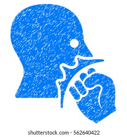 Face Violence Strike grainy textured icon for overlay watermark stamps. Flat symbol with dirty texture. Dotted vector blue ink rubber seal stamp with grunge design on a white background.