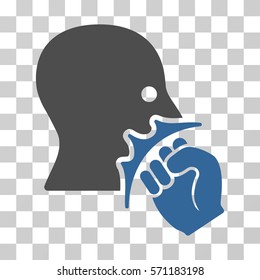 Face Violence Strike icon. Vector illustration style is flat iconic bicolor symbol, cobalt and gray colors, transparent background. Designed for web and software interfaces.