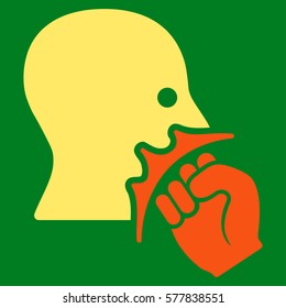 Face Violence Strike vector icon. Flat bicolor orange and yellow symbol. Pictogram is isolated on a green background. Designed for web and software interfaces.