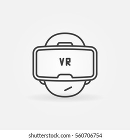 Face With Virtual Reality Concept Icon. Vector Thin Line VR Headset Creative Sign Or Logo Element