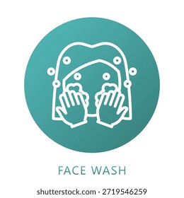 Relleno De Gradiente De Lavado De Cara, Mini Icono De Ilustración Relacionado Con El Cuidado Personal, Tienda De Belleza, Cuidado Corporal Y Más. Uso Para El Concepto Moderno, Ui, Web Ux Y Desarrollo De App.