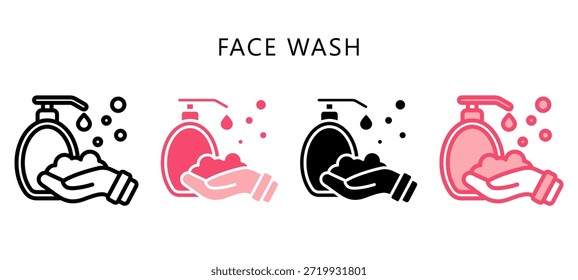 Icono de estilo múltiple de lavado de cara. Mini Ilustración Relacionada Con El Cuidado Personal. Uso Para El Concepto Moderno, Ui, Web Ux Y Desarrollo De App.