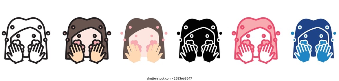 Face Wash multi-style color icon, mini or small illustration, use for UI, UX, app and web development, digital or print. for health, beauty, personal care, body treatment.