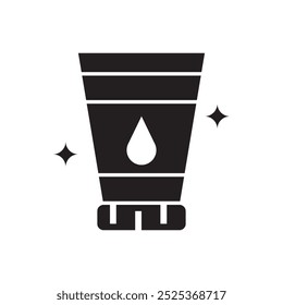 Face wash silhouette icon, skincare, cleaning, facial gel vector design illustration, isolated on white background. 