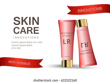 Face wash tube isolated on white.Plastic tube,new design cosmetics creme concept.Modern style.For web site,advertisement,marketing and social network.Also useful for flyer,placard,leaflet and pamphlet