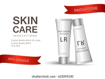 Face wash tube isolated on white.New design cosmetics creme.Modern style.For web site,advertisement,marketing and social network.Also useful for flyer,placard,leaflet and pamphlet template