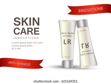 Face wash tube isolated on white.New design cosmetics creme.Modern style.For web site,advertisement,marketing and social network.Also useful for flyer,placard,leaflet and pamphlet template