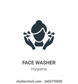Face washer glyph icon vector on white background. Flat vector face washer icon symbol sign from modern hygiene collection for mobile concept and web apps design.