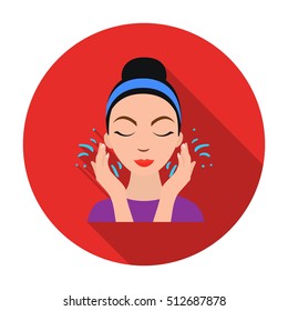 Face washing icon in flat style isolated on white background. Skin care symbol stock vector illustration.