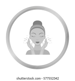 Face washing icon in monochrome style isolated on white background. Skin care symbol stock vector illustration.
