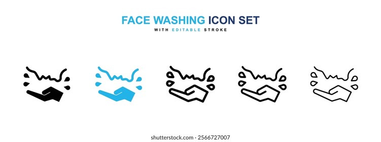 Face washing icons vector collection pack.