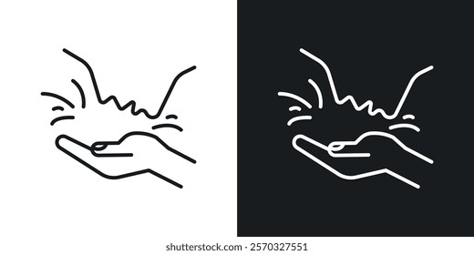Face washing icons vectors set in black. line and flat versions