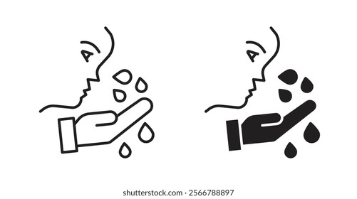 Face washing vector line icon illustration
