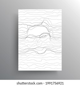 Gesichtsfeld im gewellten horizontalen Linienstil. Porträt eines abstrakten Menschen im Stil linearer Verzerrungen einzeln auf weißem Hintergrund. Design für Wanddekoration, Plakat. Vektorgrafik.