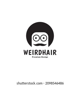 face weird hair circle with sunglasses logo symbol icon vector graphic design illustration idea creative