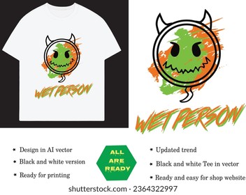 Face wet person vector for t shirt printing
