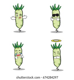 Face white radish character cartoon