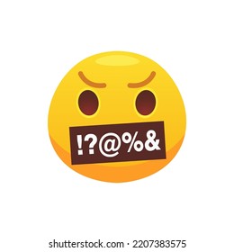 Face wicked emoji flat icon for web design. Cartoon yellow emotion circle icon smiling, laughing and crying isolated vector illustration. Feeling expression