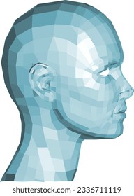 A face in wireframe 3d technology concept