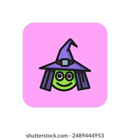 Face of witch line icon. Hat, cap, wicked. Evil concept. Vector illustration can be used for topics like carnival, costume, halloween