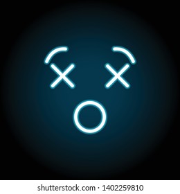 face, with, dead, eyes neon icon. Simple thin line, outline vector of Emotion icons for UI and UX, website or mobile application on dark blue gradient background