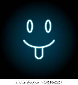 face, with, tongue neon icon. Simple thin line, outline vector of Emotion icons for UI and UX, website or mobile application