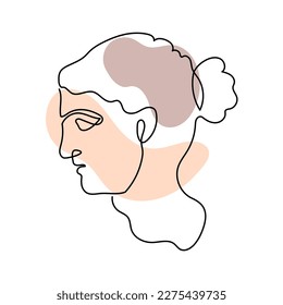 Face woman art continuous line logo. Beauty girl face and hair abstract continuous line icon graphic background. Vector illustration
