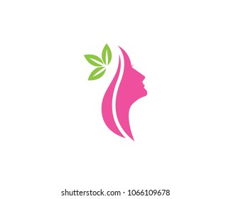 Face woman beauty spa logo design illustration