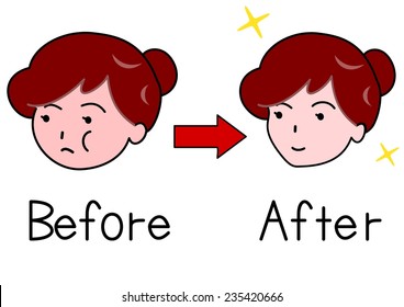 Face of woman before and after Shape up