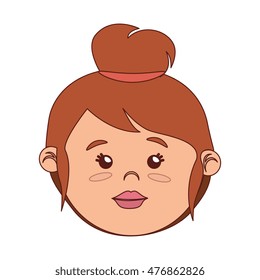 face woman cartoon bun hairstyle isolated