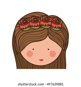 face woman and crown of roses in medium hair