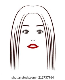 A face of a woman with eyes open, vector illustration EPS 10