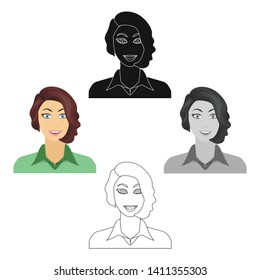 The face of a woman with a hairdo. Face and appearance single icon in cartoon,black style vector symbol stock illustration web.