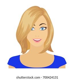 The face of a woman with a hairdo. Face and appearance single icon in cartoon style vector symbol stock illustration web.