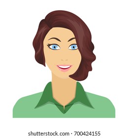 The face of a woman with a hairdo. Face and appearance single icon in cartoon style vector symbol stock illustration web.