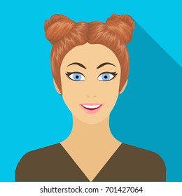 The face of a woman with a hairdo. Face and appearance single icon in flat style vector symbol stock illustration web.