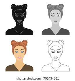 The face of a woman with a hairdo. Face and appearance single icon in cartoon style vector symbol stock illustration web.