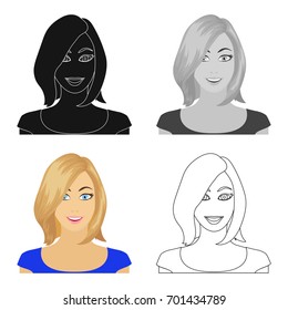 The face of a woman with a hairdo. Face and appearance single icon in cartoon style vector symbol stock illustration web.