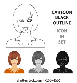 The face of a woman with a hairdo. Face and appearance single icon in cartoon style vector symbol stock illustration web.