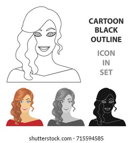 The face of a woman with a hairdo. Face and appearance single icon in cartoon style vector symbol stock illustration web.