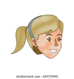 face woman head blonde ponytail draw