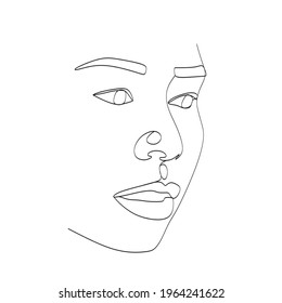 Face Woman Line Art Drawing Black Stock Vector (Royalty Free ...