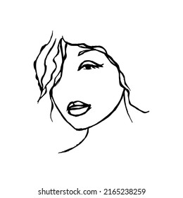 Face of woman. Line illustration