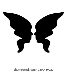The face of a woman in the shape of butterfly wings. Abstract design concept for beauty salon, Spa, cosmetics, plastic surgery.