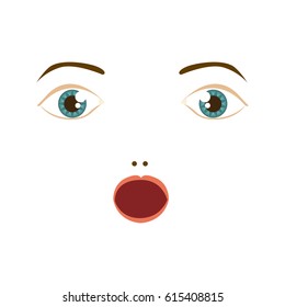 face woman surprised expression, vector illustration design