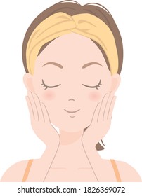 The face of a woman who is caring for her skin